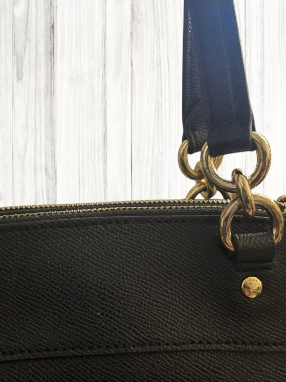 Coach Mini Brooke Carryall Black Crossgrain Leather Gold Hardware